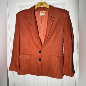 FARM Rio Burnt Orange Linen Blazer Size Small NWOT